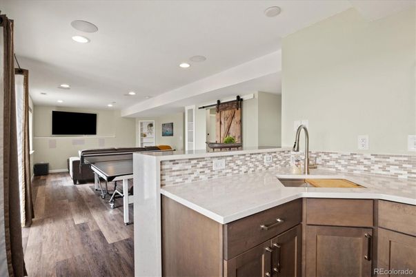 Interior, Kitchen, Recessed Lighting, Wood Texture Flooring