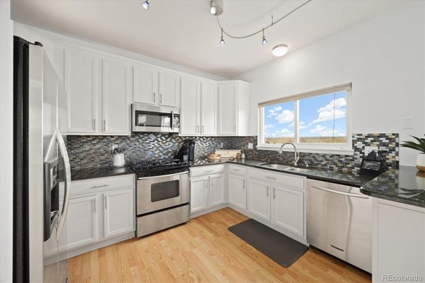 Interior, Kitchen, Stainless Steel Appliances, Wood Texture Flooring