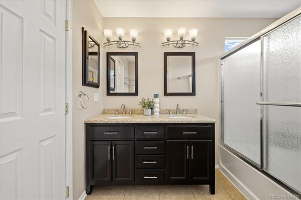 Bathroom, Dual Sink Vanities, Glass Shower, Interior