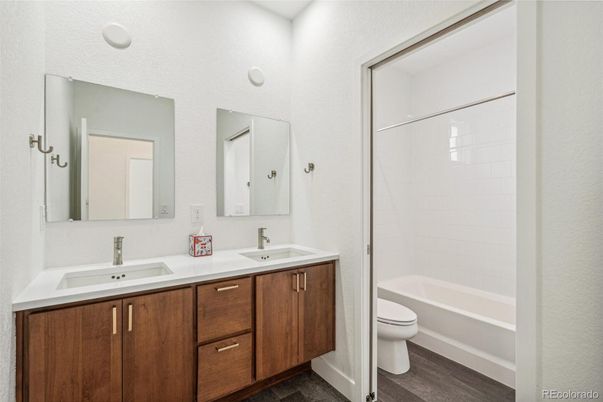 Bathroom, Dual Sink Vanities, Interior, Wood Texture Flooring