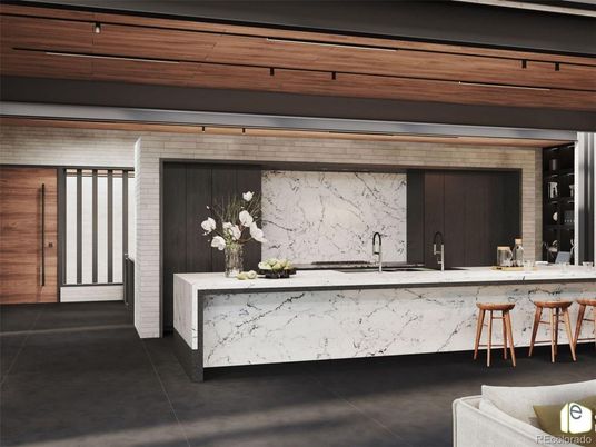 Interior, Kitchen, Marble Walls, Wooden Ceilings