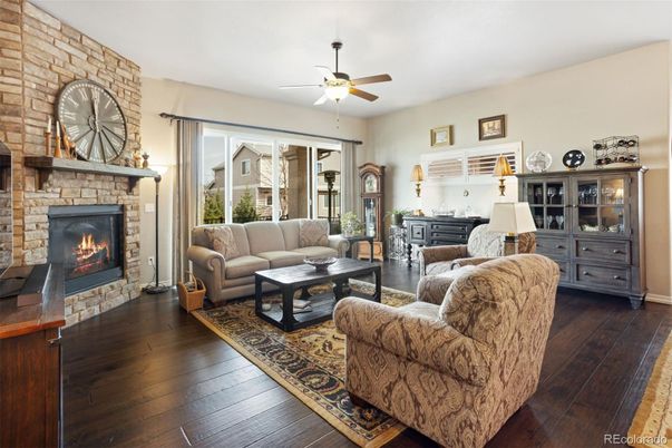 Fireplace, Interior, Living room, Stone Walls, Wood Texture Flooring