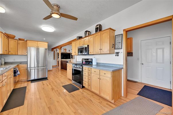 Interior, Kitchen, Stainless Steel Appliances, Wood Texture Flooring