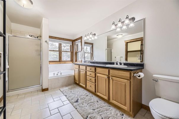 Bathroom, Dual Sink Vanities, Glass Shower, Interior, Tile Countertops