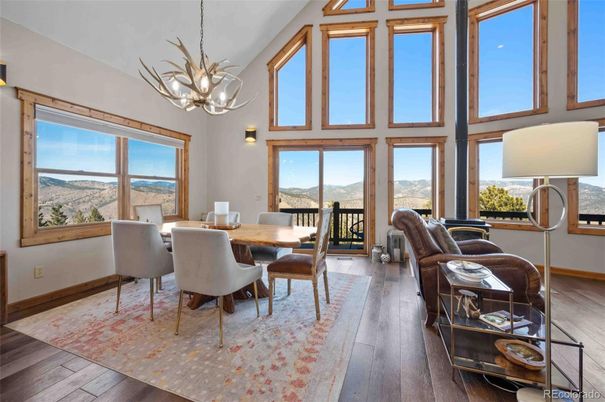 Chandelier, Dining room, Interior, Pendant Lights, Wood Texture Flooring