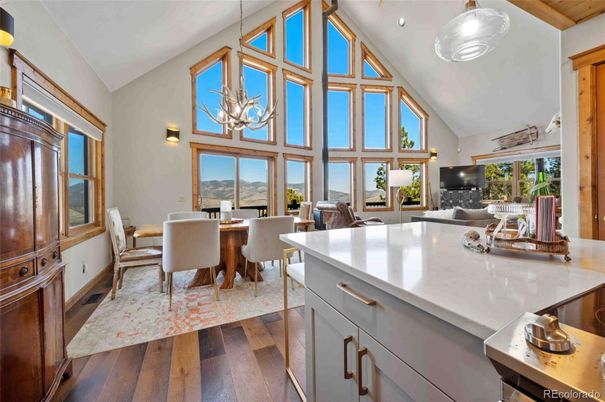 Chandelier, Dining room, Interior, Pendant Lights, Wood Texture Flooring