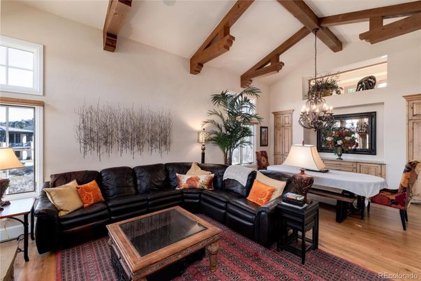 Chandelier, Interior, Living room, Pendant Lights, Wooden Beams, Wood Texture Flooring