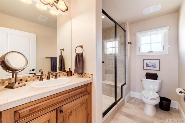 Bathroom, Glass Shower, Interior, Tile Countertops
