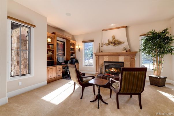 Fireplace, Home Office, Interior, Living room, Recessed Lighting