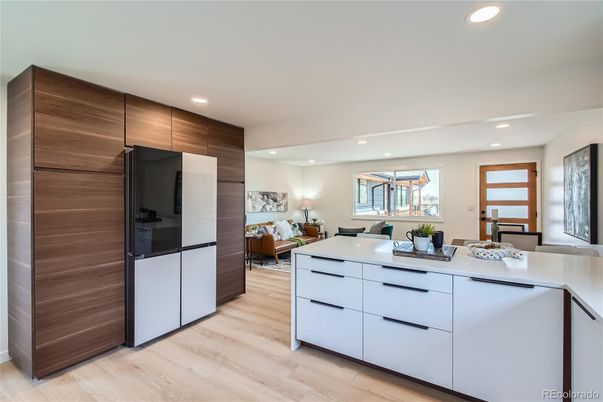 Interior, Kitchen, Recessed Lighting, Wood Texture Flooring