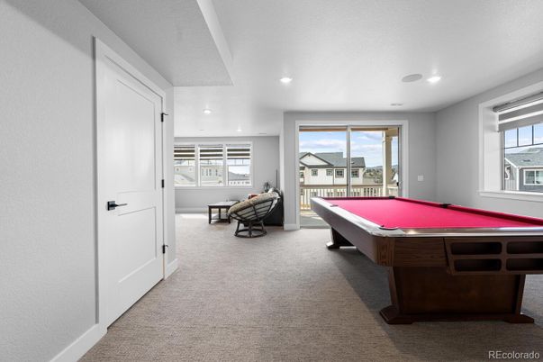 Billiard Table, Game Room, Interior, Recessed Lighting