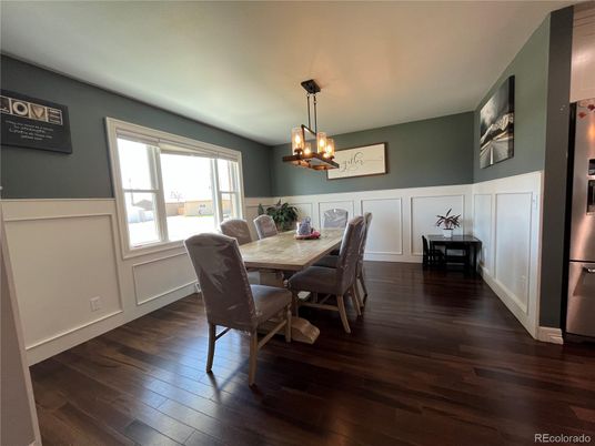 Chandelier, Dining room, Interior, Pendant Lights, Wood Texture Flooring