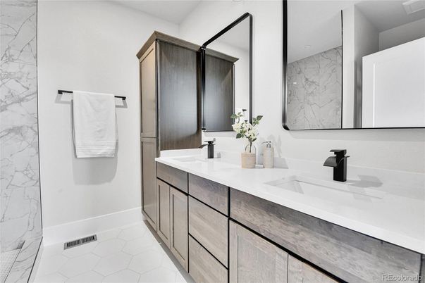Bathroom, Dual Sink Vanities, Interior, Marble, Marble Walls