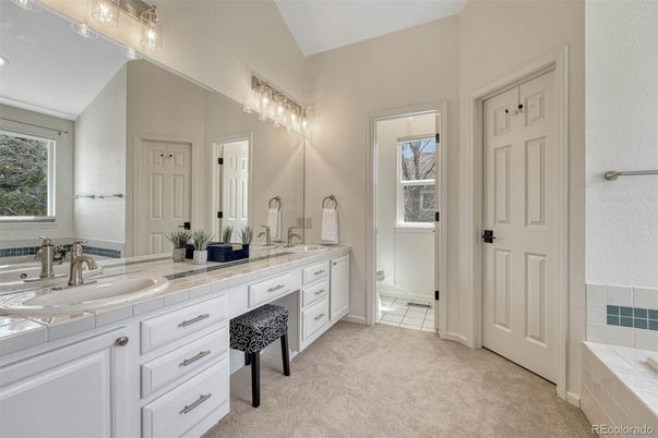 Bathroom, Dual Sink Vanities, Interior, Tile Countertops