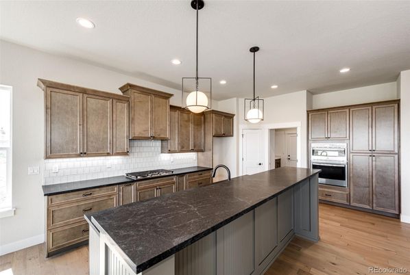 Interior, Kitchen, Pendant Lights, Recessed Lighting, Wood Texture Flooring