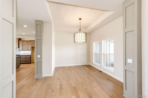 Interior, Kitchen, Pendant Lights, Recessed Lighting, Wood Texture Flooring