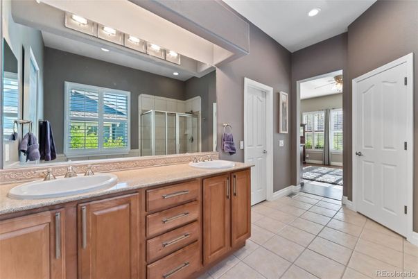 Bathroom, Dual Sink Vanities, Glass Shower, Interior, Recessed Lighting