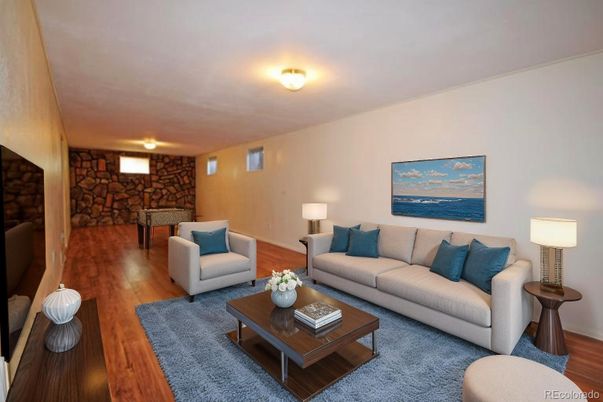 Interior, Living room, Stone Walls, Wood Texture Flooring