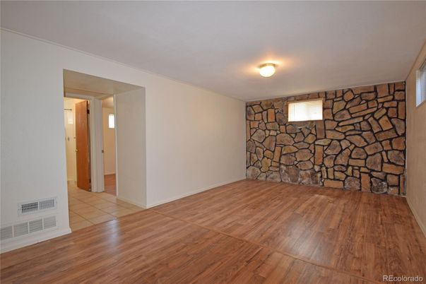 Empty room, Interior, Stone Walls, Wood Texture Flooring