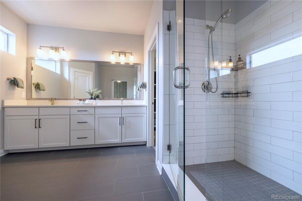 Bathroom, Dual Sink Vanities, Glass Shower, Interior