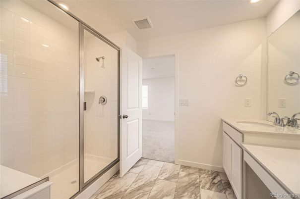 Bathroom, Glass Shower, Interior, Marble, Recessed Lighting
