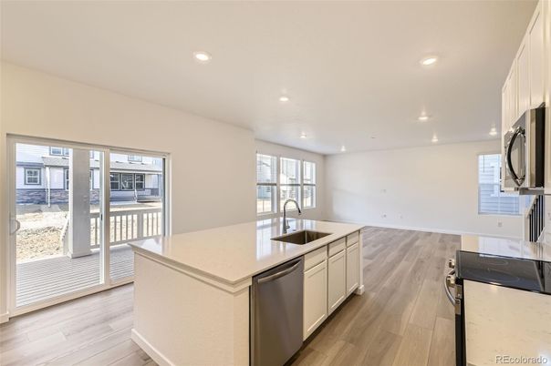 Interior, Kitchen, Recessed Lighting, Wood Texture Flooring