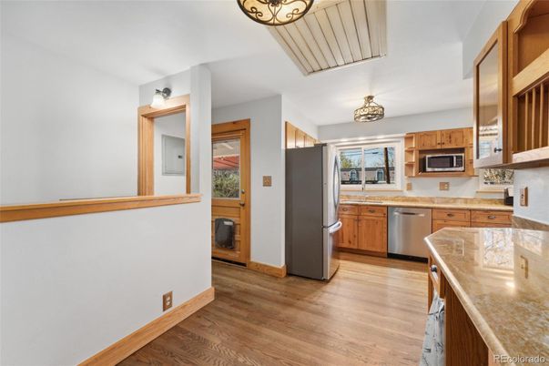 Interior, Kitchen, Stainless Steel Appliances, Wood Texture Flooring