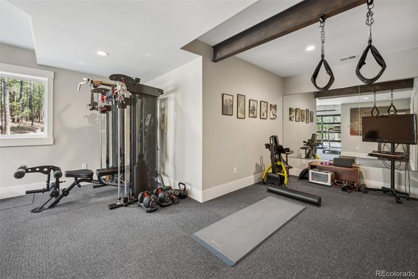 Fitness Equipment, Interior, Recessed Lighting, Wooden Beams