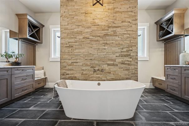 Bathroom, Free Standing Baths, Interior, Stone Walls