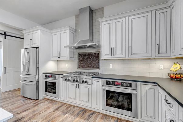 Interior, Kitchen, Stainless Steel Appliances, Wood Texture Flooring
