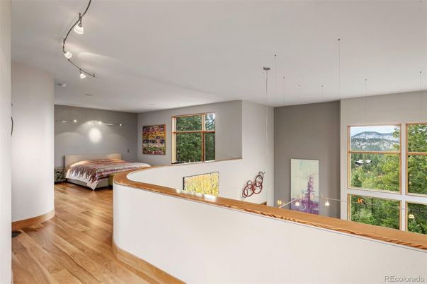 Bedroom, Interior, Pendant Lights, Wood Texture Flooring