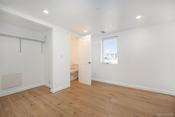 Bathroom, Empty room, Interior, Recessed Lighting, Wood Texture Flooring