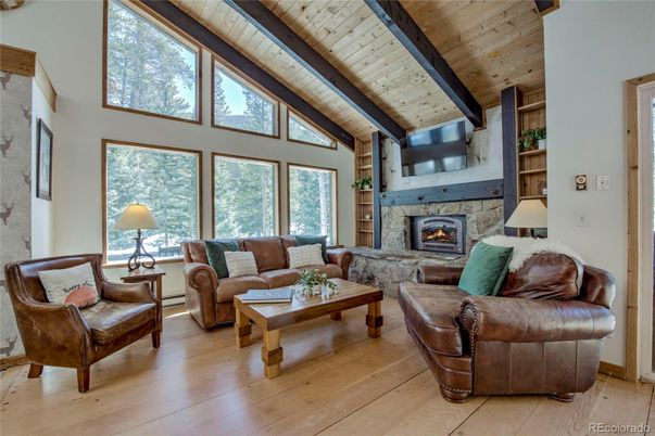 Fireplace, Interior, Living room, Wooden Beams, Wooden Ceilings, Wood Texture Flooring
