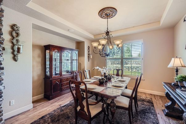 Chandelier, Dining room, Interior, Wood Texture Flooring