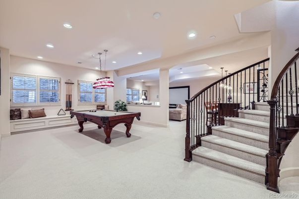 Billiard Table, Game Room, Interior, Pendant Lights, Recessed Lighting
