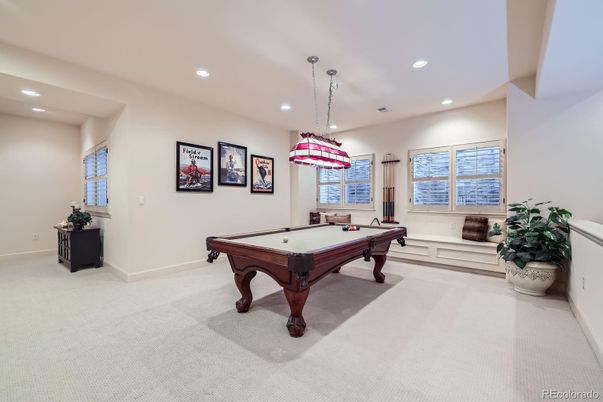 Billiard Table, Game Room, Interior, Pendant Lights, Recessed Lighting