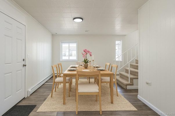 Dining room, Interior, Wood Texture Flooring