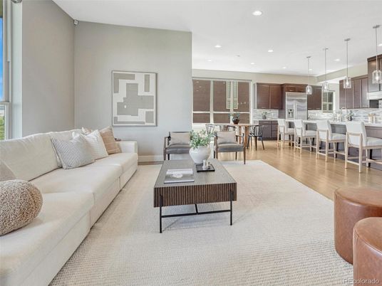 Dining room, Interior, Kitchen, Living room, Pendant Lights, Recessed Lighting, Wood Texture Flooring