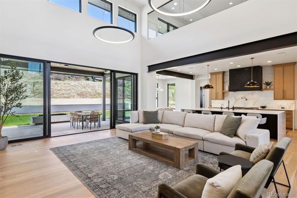 Dining room, Interior, Kitchen, Living room, Pendant Lights, Recessed Lighting, Wood Texture Flooring