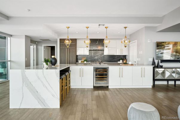 Interior, Kitchen, Pendant Lights, Stainless Steel Appliances, Wood Texture Flooring