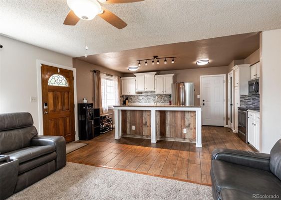 Interior, Kitchen, Living room, Stainless Steel Appliances, Wood Texture Flooring