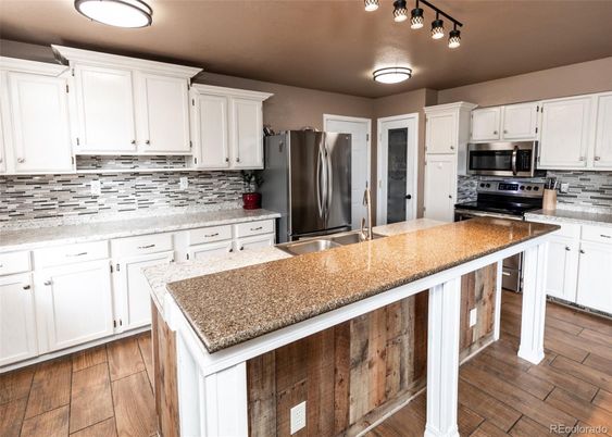 Interior, Kitchen, Stainless Steel Appliances, Wood Texture Flooring