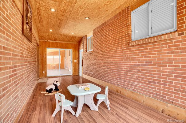 Interior, Recessed Lighting, Stone Walls, Wooden Ceilings, Wood Texture Flooring