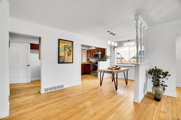 Chandelier, Interior, Kitchen, Pendant Lights, Wood Texture Flooring