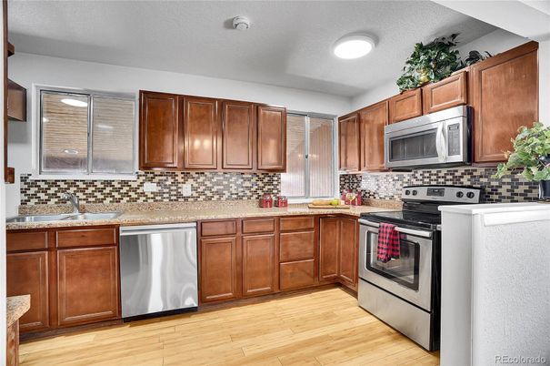Interior, Kitchen, Stainless Steel Appliances, Wood Texture Flooring