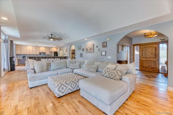 Interior, Kitchen, Living room, Recessed Lighting, Wood Texture Flooring