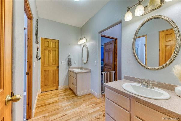 Bathroom, Dual Sink Vanities, Interior, Wood Texture Flooring