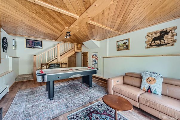 Billiard Table, Game Room, Interior, Piano, Wooden Beams, Wooden Ceilings, Wood Texture Flooring