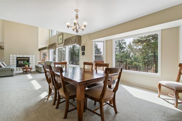 Chandelier, Dining room, Fireplace, Interior, Living room