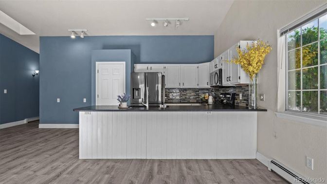 Interior, Kitchen, Stainless Steel Appliances, Wood Texture Flooring